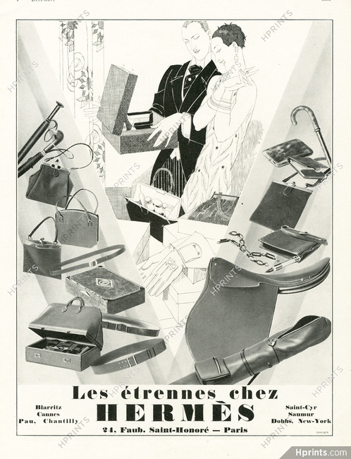 Hermès 1926 Handbag, Belts, Saddle, Gloves, René Vincent (S)