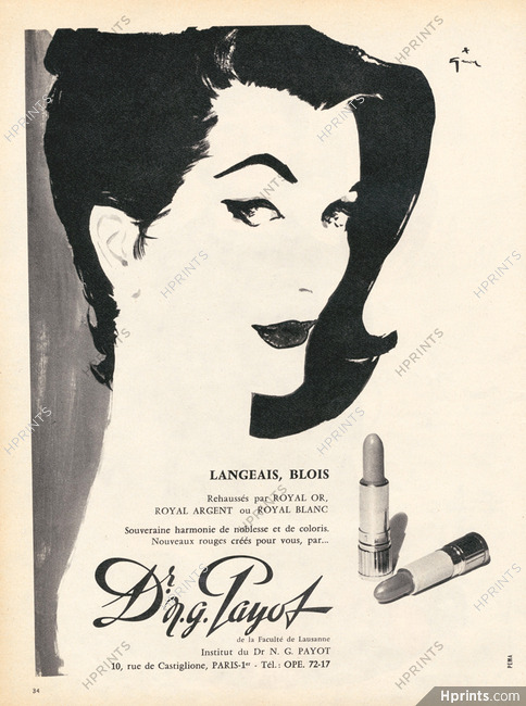 Payot, Dr N.G. (Cosmetics) 1959 René Gruau