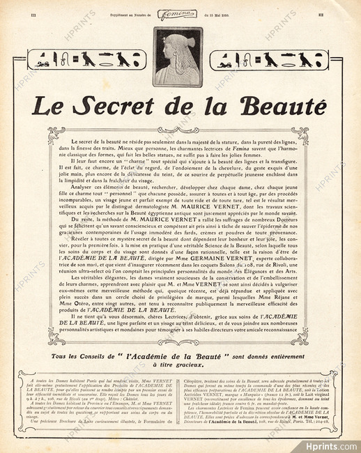 L'académie de la Beauté 1910 Maurice & Germaine Vernet "Le secret de la Beauté"