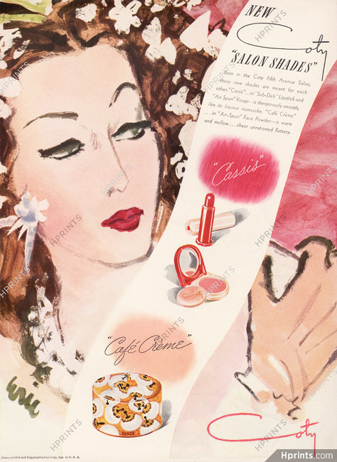 Coty (Cosmetics) 1943 Lipstick, Face Powder, Eric