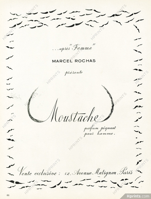 Marcel Rochas (Perfumes) 1949 Moustache