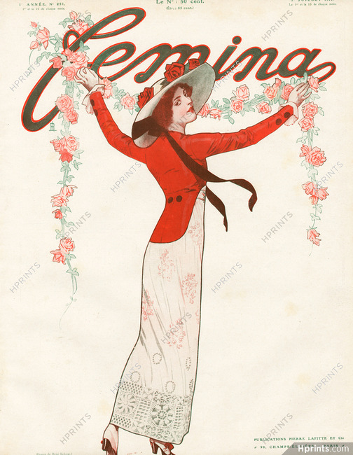 René Lelong 1911 Original Cover Femina, Elegant Parisienne