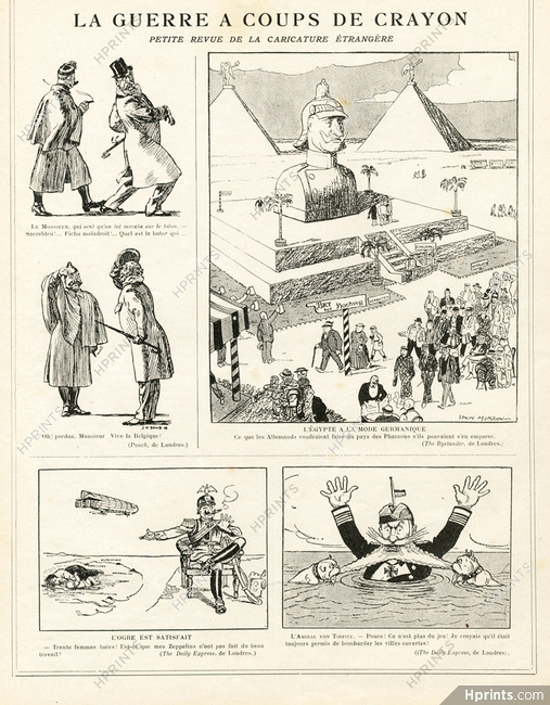 Edwin Morrow 1915 Caricatures, "L'Egypte à la mode Germanique"