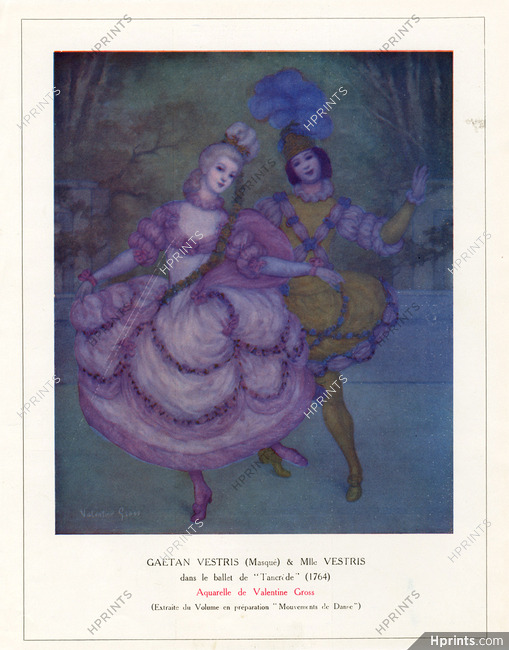 Valentine Gross 1912 Gaetan and Miss Vestris Dancers "Tancrède" Costume Design