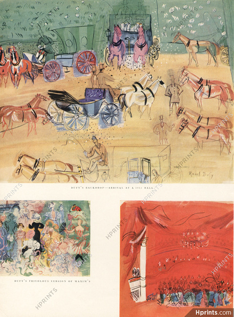 Raoul Dufy 1950 Backdrop, arrival at a 1912 ball, frivolous version of Maxim's, flash of butterflies, 2 pages