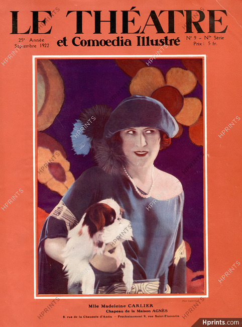 Madame Agnès (Millinery) 1922 Madeleine Carlier, Portrait, Pekingese Dog