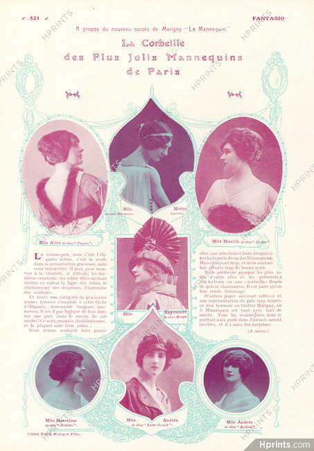 La Corbeille des plus jolis Mannequins de Paris 1914 Portraits of Moïna (Margaine Lacroix) Mireille (Linker) Alice (Paquin) Andrée (Nicole Groult)