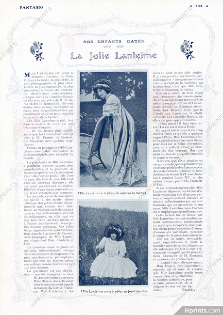 La Jolie Lantelme, 1908 - Biography, Texte par Pickles