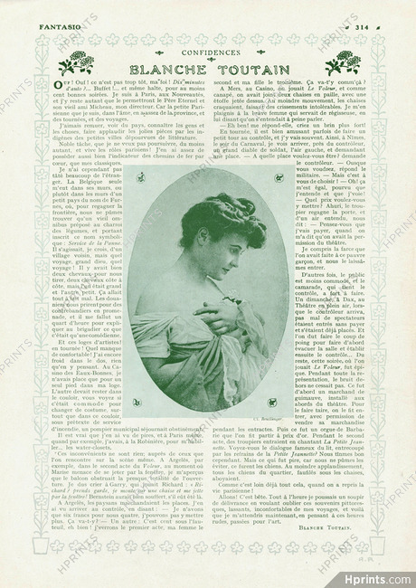 Blanche Toutain, 1908 - Confidences, Photo Reutlinger, Texte par Blanche Toutain