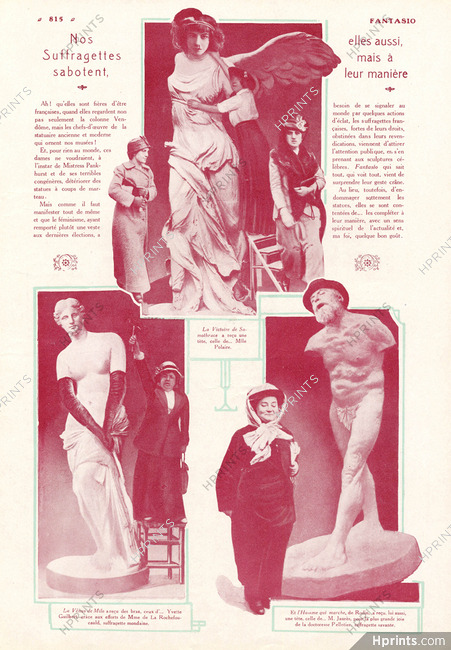 Victory Of Samothrace, Venus De Milo, L'homme qui marche (Rodin) 1914 "Sabotage" Mlle Polaire, Yvette Guilbert, Jaurès