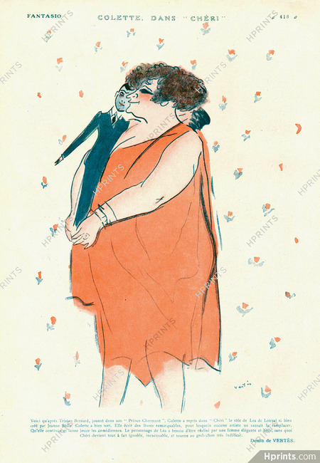 Marcel Vertès 1925 Colette dans "Chéri", Caricature, marionette