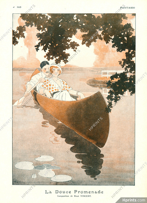 René Vincent 1913 La Douce Promenade, Canoeing