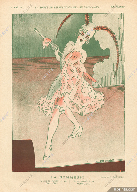 Roubille 1918 "La Gommeuse" The Evening of the Soldier, Chorus Girl, Music Hall
