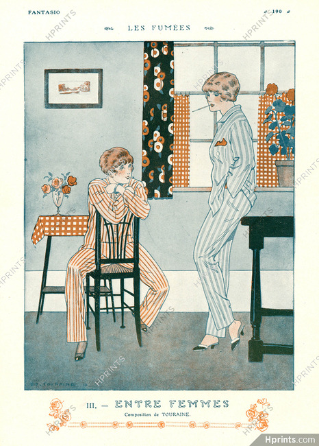 Edouard Touraine 1913 "Les Fumées" Entre Femmes, Smokers