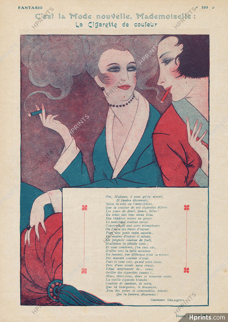 La Cigarette de Couleur, 1921 - Fabius Lorenzi Women Smoking