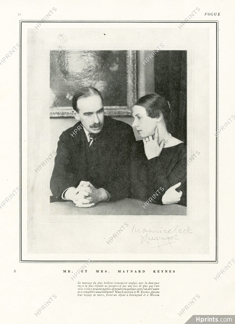 Mrs Lopokova (Danseuse Russe) & Mr Keynes (Economiste Anglais) 1926 Voyage de noces