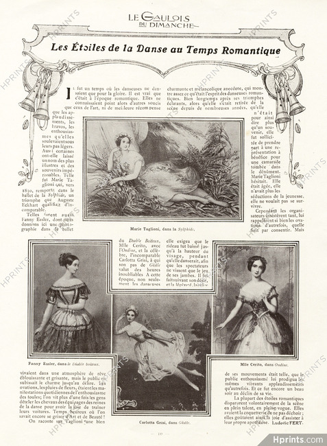 Les Etoiles de la Danse au Temps Romantique, 1912 - Marie Taglioni, Fanny Essler, Carlotta Grisi, Melle Cerito, Text by Ludovic Fert