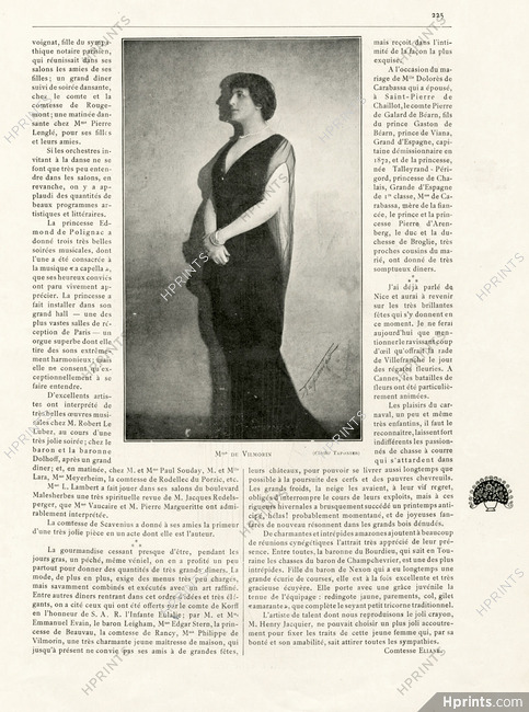 Mrs Philippe de Vilmorin 1914, Texte Comtesse Eliane