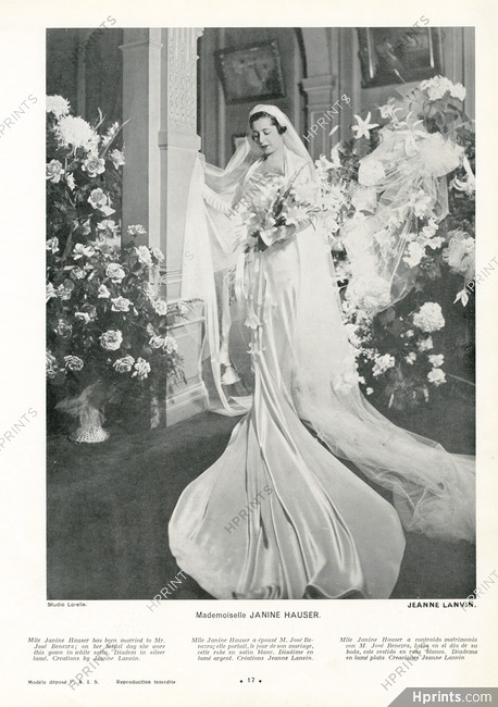 Jeanne Lanvin 1934 Wedding Dress, Janine Hauser