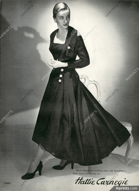Hattie Carnegie 1950 Dinner Dress, Back dipped and bouffant, Photo Horst