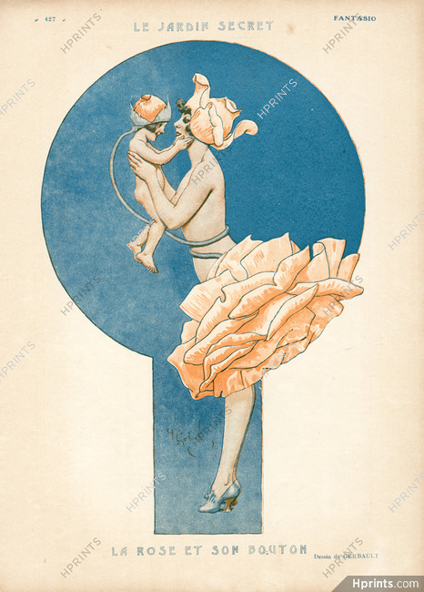 Gerbault 1921 ''La rose et son bouton'' Rose Flower Disguise Costume