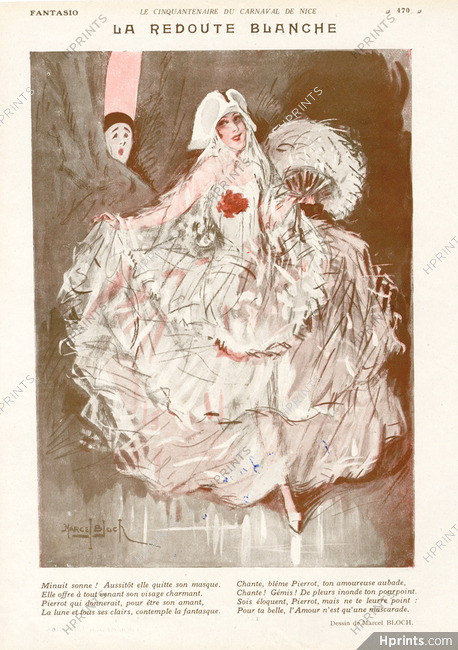 Marcel Bloch 1928 "Cinquantenaire du Carnaval de Nice" Pierrot And Columbine
