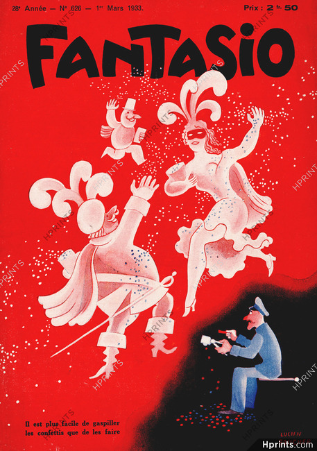 Lucien Boucher 1933 Déguisement De Carnaval, confettis, punching