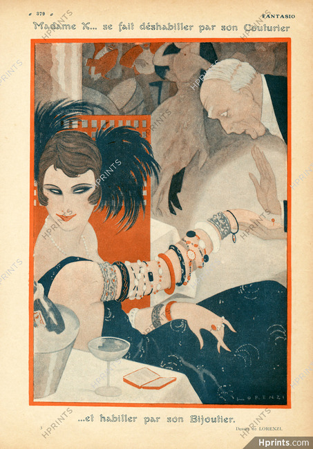 Madame X... se fait déshabiller par son Couturier et habiller par son Bijoutier, 1921 - Fabius Lorenzi Roaring Twenties, Dancing