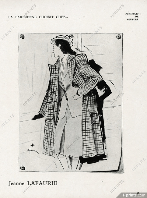 Jeanne Lafaurie 1946 Suit, Coat, René Gruau