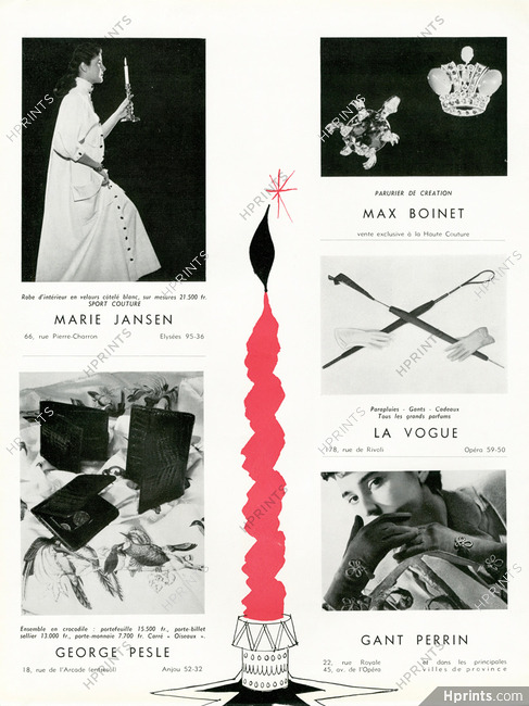 Max Boinet, Perrin, Marie Jansen, George Pesle 1952 Fashion Goods, Jewel, Gloves