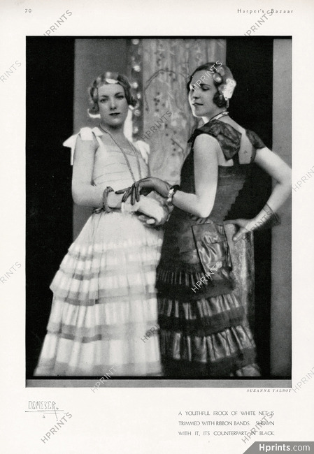 Suzanne Talbot (Couture) 1931 White and Black, Ribbon Bands, Photo Demeyer
