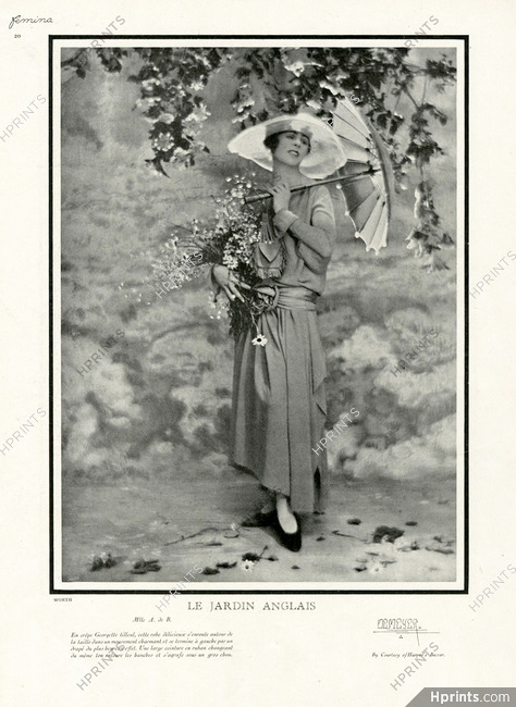 Worth (Couture) 1923 "Le Jardin Anglais" Photo Demeyer