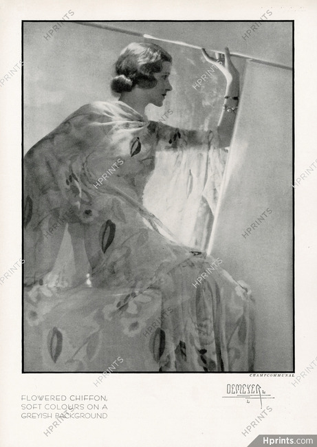 Champcommunal (Couture) 1930 Flowered chiffon, Photo Demeyer