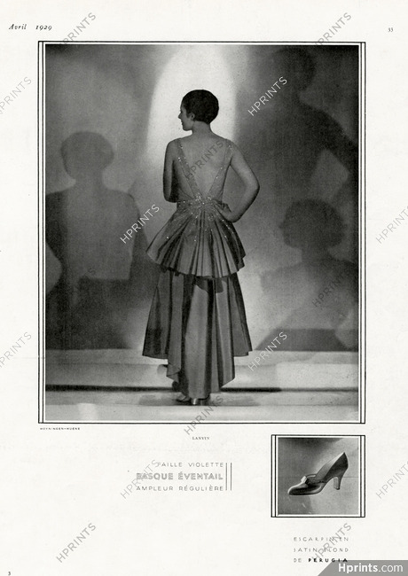 Jeanne Lanvin 1929 Faille violette, Basque "éventail" Backless, Photo Hoyningen-Huene