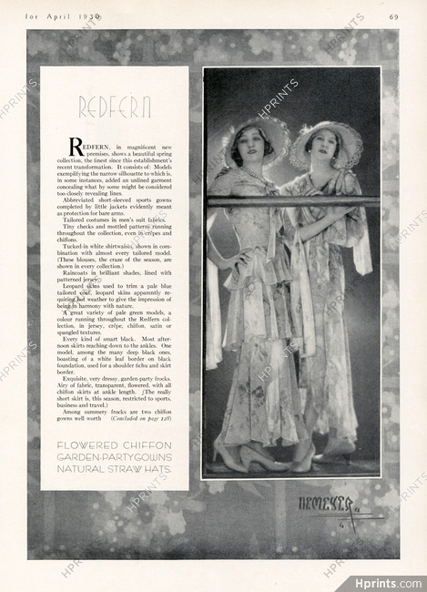 Redfern 1930 Garden-party gowns, flowered chiffon, Photo Demeyer