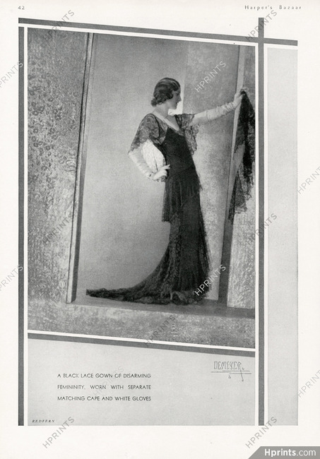 Redfern 1930 Black lace gown, Photo Demeyer