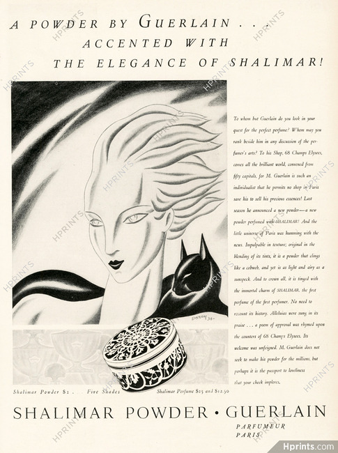Guerlain (Cosmetics) 1931 Shalimar Powder, Black Panther, Darcy