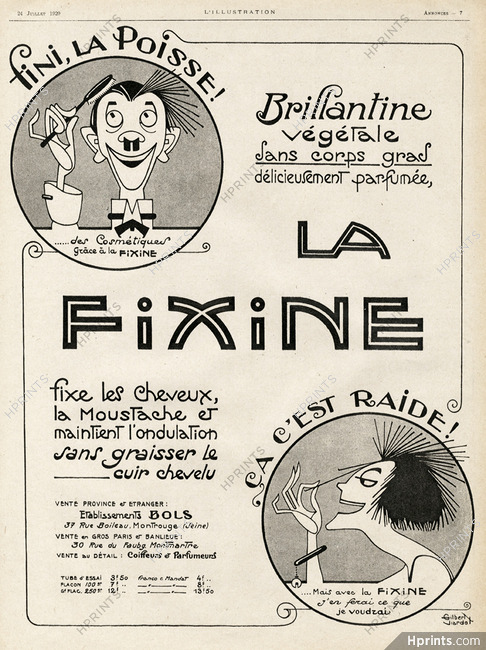 Ets Bols, La Fixine (Hair Care) 1920 Gilbert Viardot