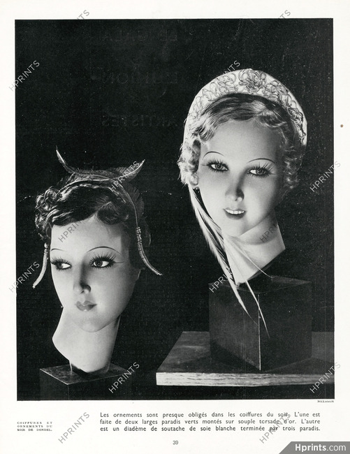 Dondel (Ornaments & Hairstyles) 1934 Coiffure du soir, Photo Harry Meerson