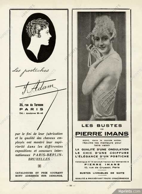 Pierre Imans (Mannequins) & J. Adam (Wig) 1930 Hairstyle