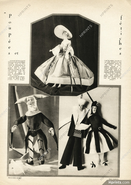 Stefania Lazarska's A.A.P. fetishes/yarn dolls 1927 Boudoir Dolls, La Parisienne de Mignapouf, Bouffon, Matelot américain, Marianne, Theatre Costume
