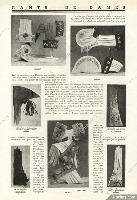 Gants de Dames, 1926 - Nicolet, Alexandrine, Glénat, Neyret, Jouvin (Gloves), Text by A. Macry