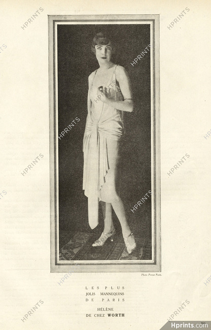 Worth 1927 "The Most Beautiful Mannequins of Paris" Hélène Fashion Model, Evening Dress