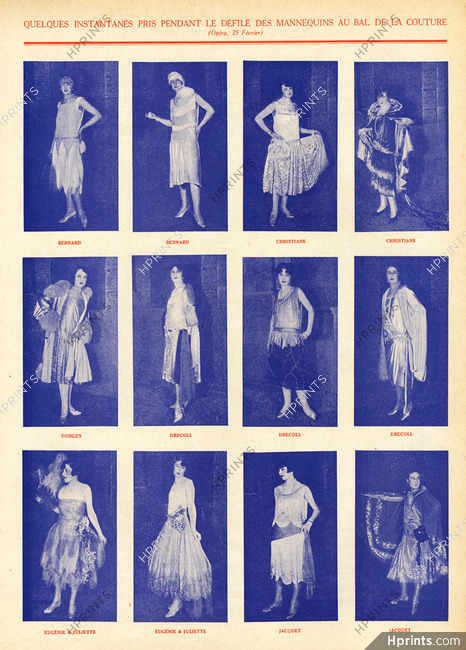 Bernard, Christiane, Donguy, Drecoll, Eugénie & Juliette, Jacquet 1926 Bal de la Couture, Fashion Show