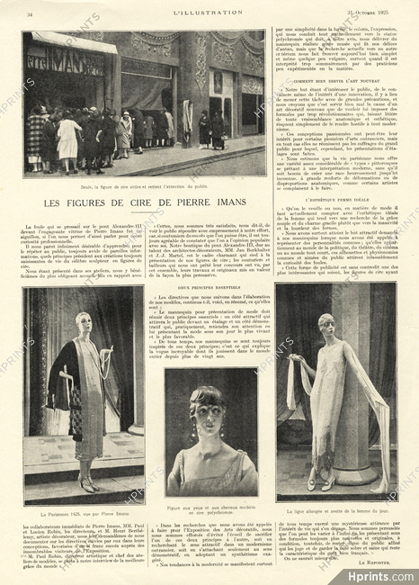 Les Figures de Cire de Pierre Imans, 1925 - Wax Mannequins, Shop Window, Text by Le Reporter