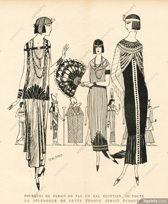 Saint-Romain 1924 Fashion Illustration, Egyptian ball