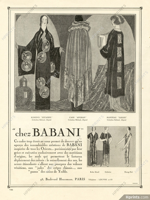 Babani (Couture) 1922 Kimono, Cape, Evening Coat, Oriental style fabric