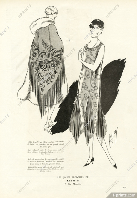 Kitmir 1925 Shawl, White Chiffon Gown