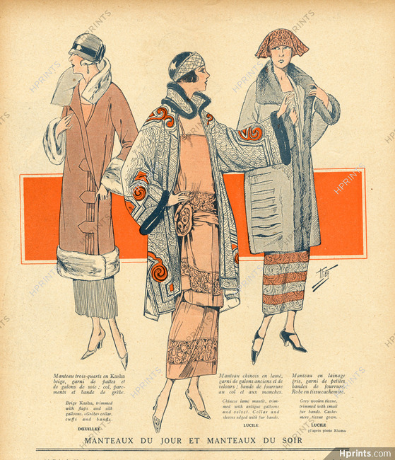 Lucile & Doeuillet 1924 Evening Coats, Fashion Illustration