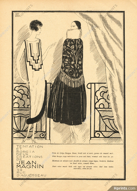 Jean Magnin 1924 Velvet Coat, Evening Gown, Saint-Romain